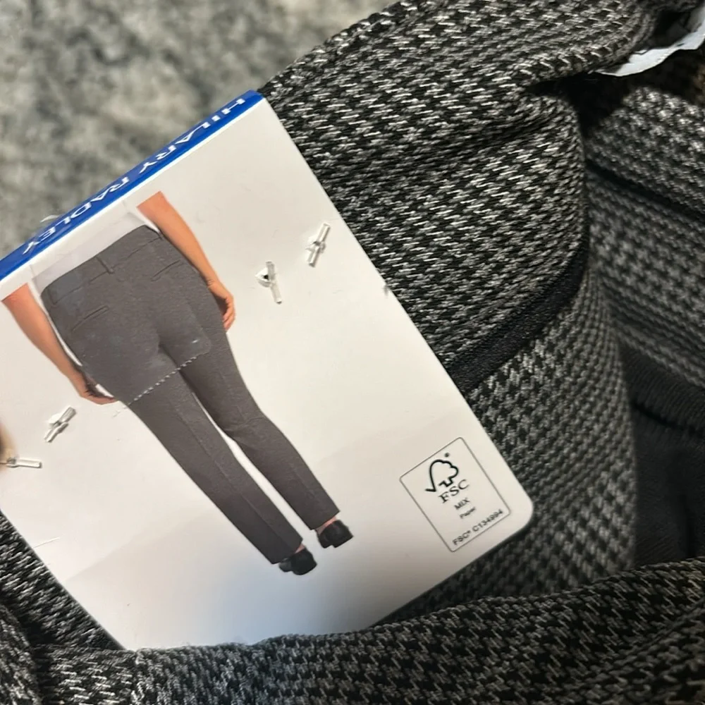 Hilary Radley Gray Houndstooth Pull-On Pants size L NWT